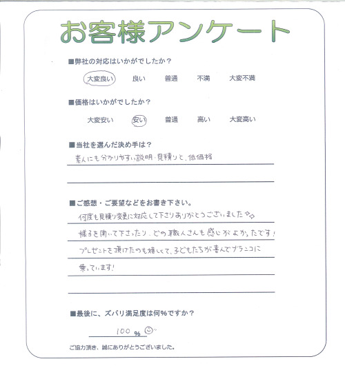 工事の感想を聞かせてください。