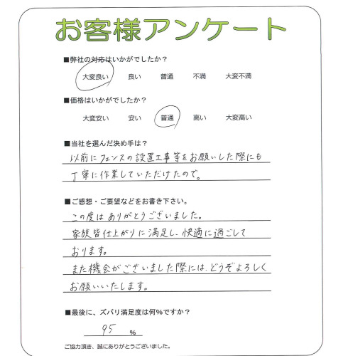 工事の感想を聞かせてください。