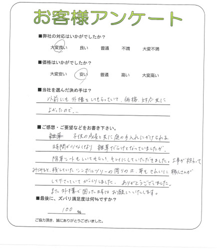 工事の感想を聞かせてください。