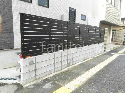 ブロック塀 (化粧ブロック) 太陽エコブロックス 普通CB アルミ形材 フェンス LIXIL AB YS3型 横スリット3 目隠し