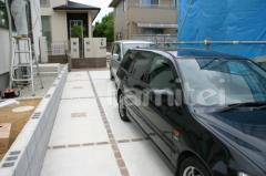 オープン外構 駐車場床 土間 レンガデザイン
