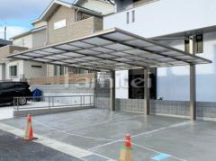 カーポート2台(ワイド) ツイン 三協アルミ ダブルフェース 背面支持 フラット屋根 後ろ柱
