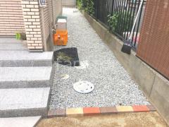 犬走り 防犯砂利敷き バラス砕石 防草シート加工