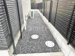 犬走り 防犯砂利敷き バラス砕石 防草シート加工